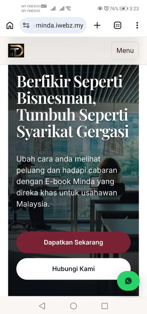 Pratonton laman utama E-book Minda di ebook-minda.iwebz.my