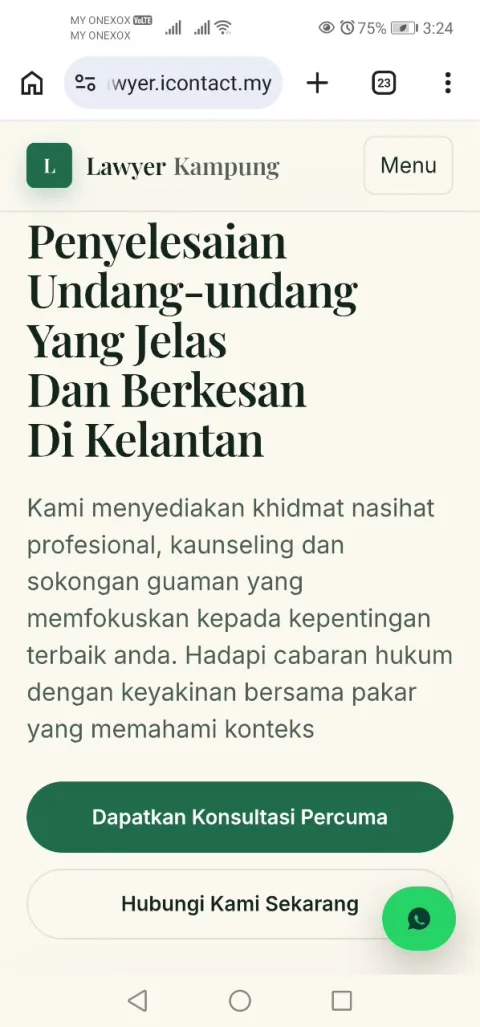 Pratonton laman utama Lawyer Kampung di lawyer.icontact.my